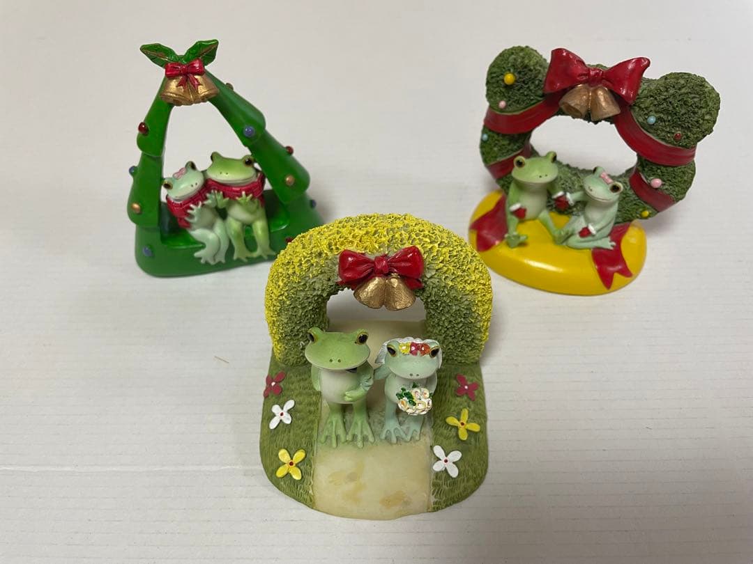 「Copeau」カエルのコポー「コポーとコポミ」置物 クリスマス３個セット
