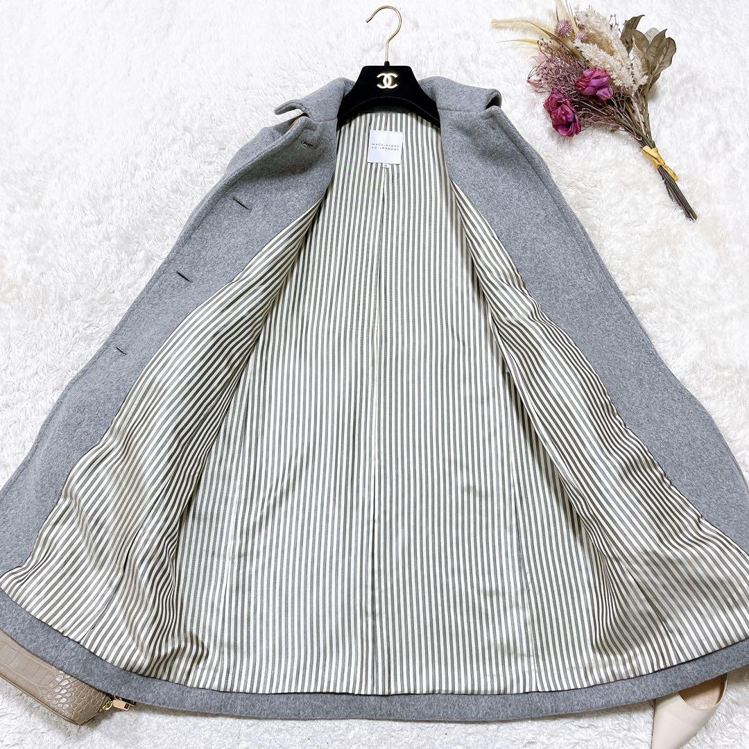 美品 マッキントッシュ くるみボタン レザーベルト ウールコート 36