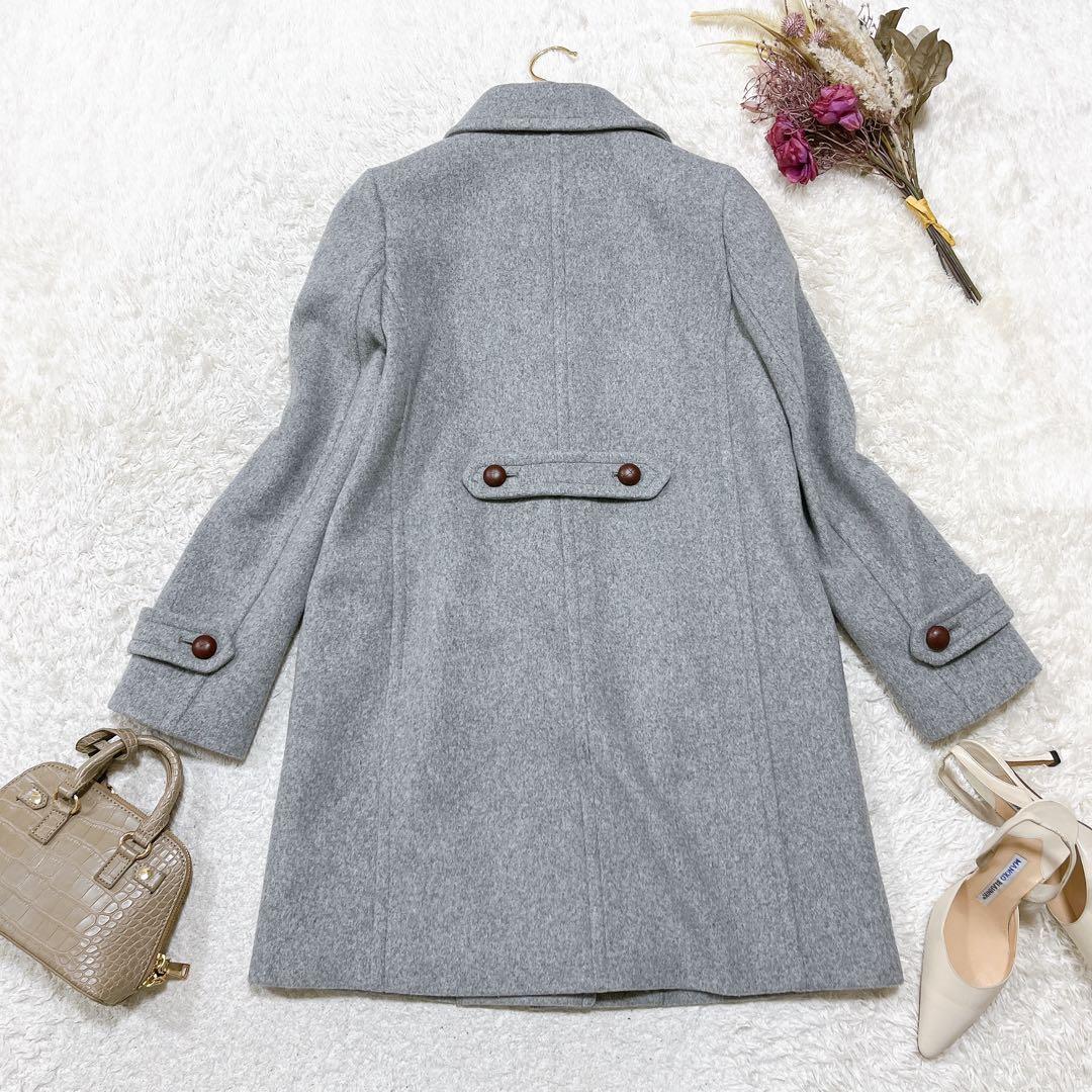 美品 マッキントッシュ くるみボタン レザーベルト ウールコート 36