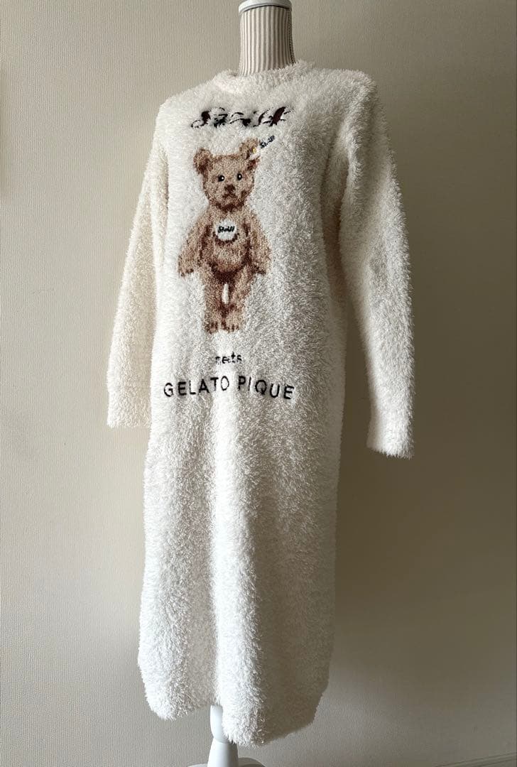 美品　ジェラートピケ　シュタイフ　ワンピース　ホワイト　2024