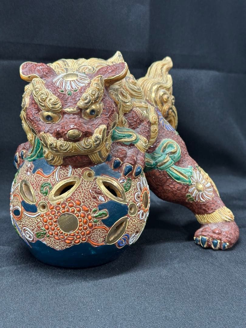 【USED保管品】九谷焼　九谷　獅子　置物　陶器　飾り物
