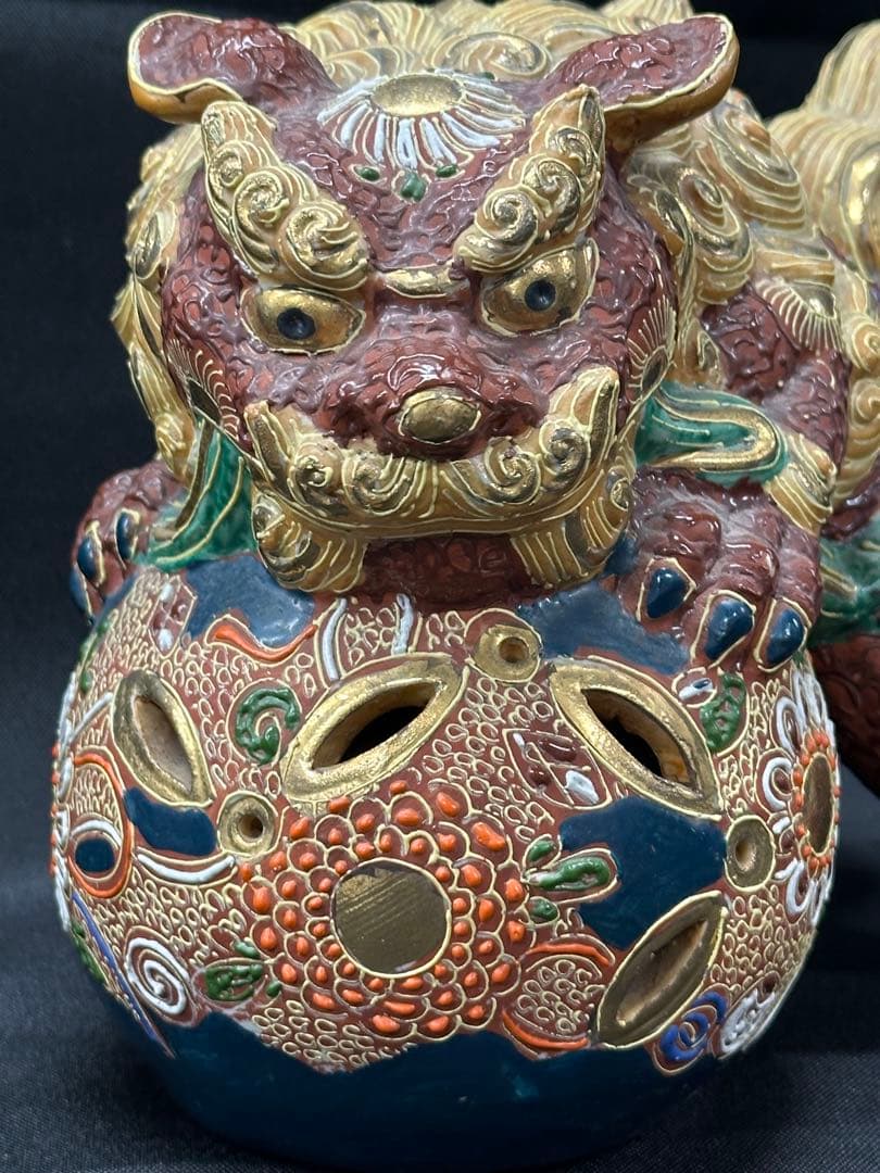 【USED保管品】九谷焼　九谷　獅子　置物　陶器　飾り物