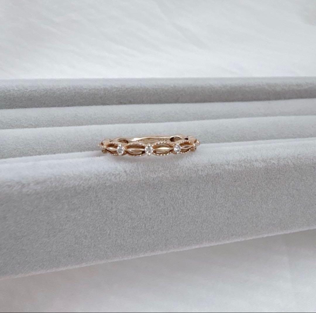 agete アガット ピンキーリング ドレスリング K10 内径約14mm