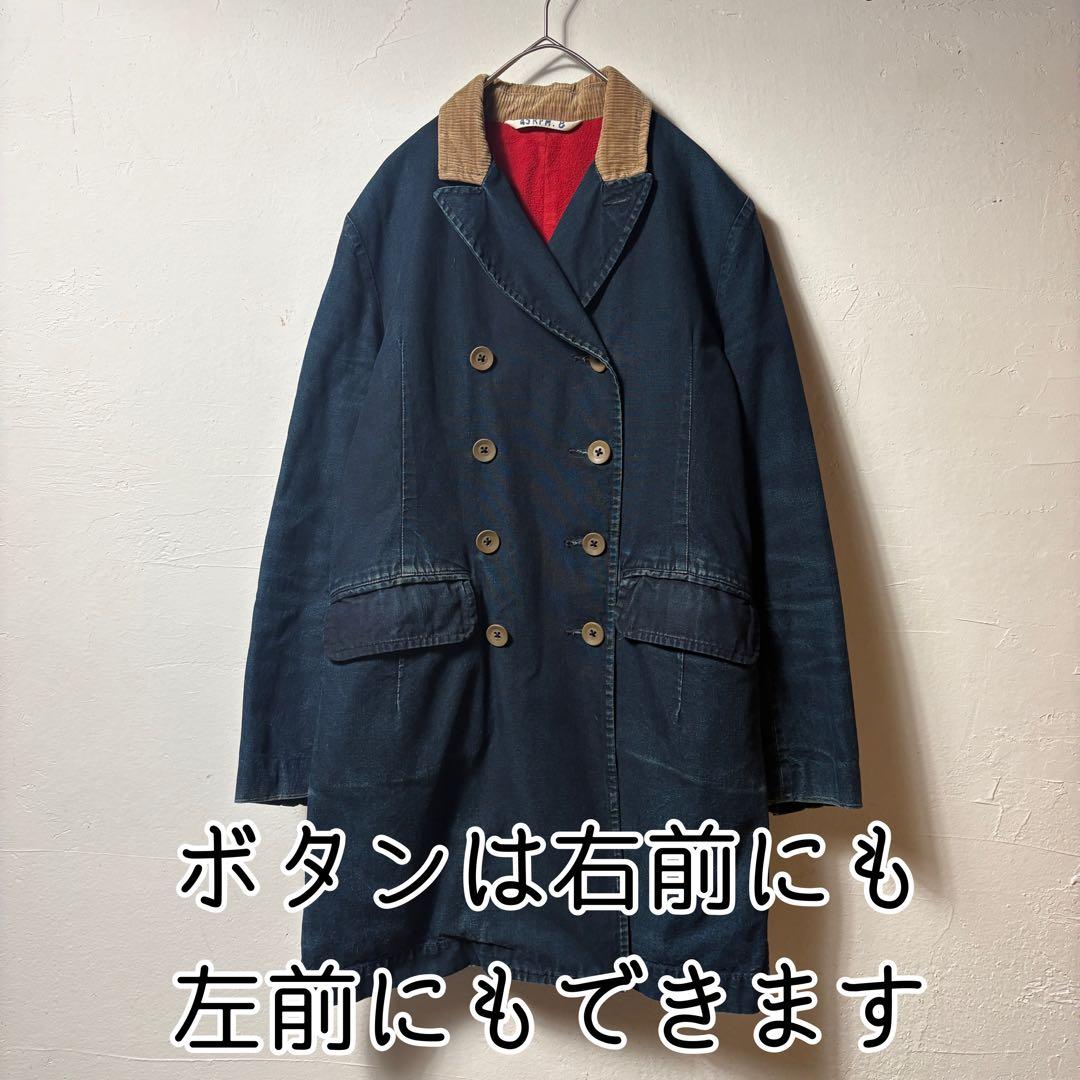 45R　インディゴ　デニムコート　コーデュロイ襟　サイズ2古着