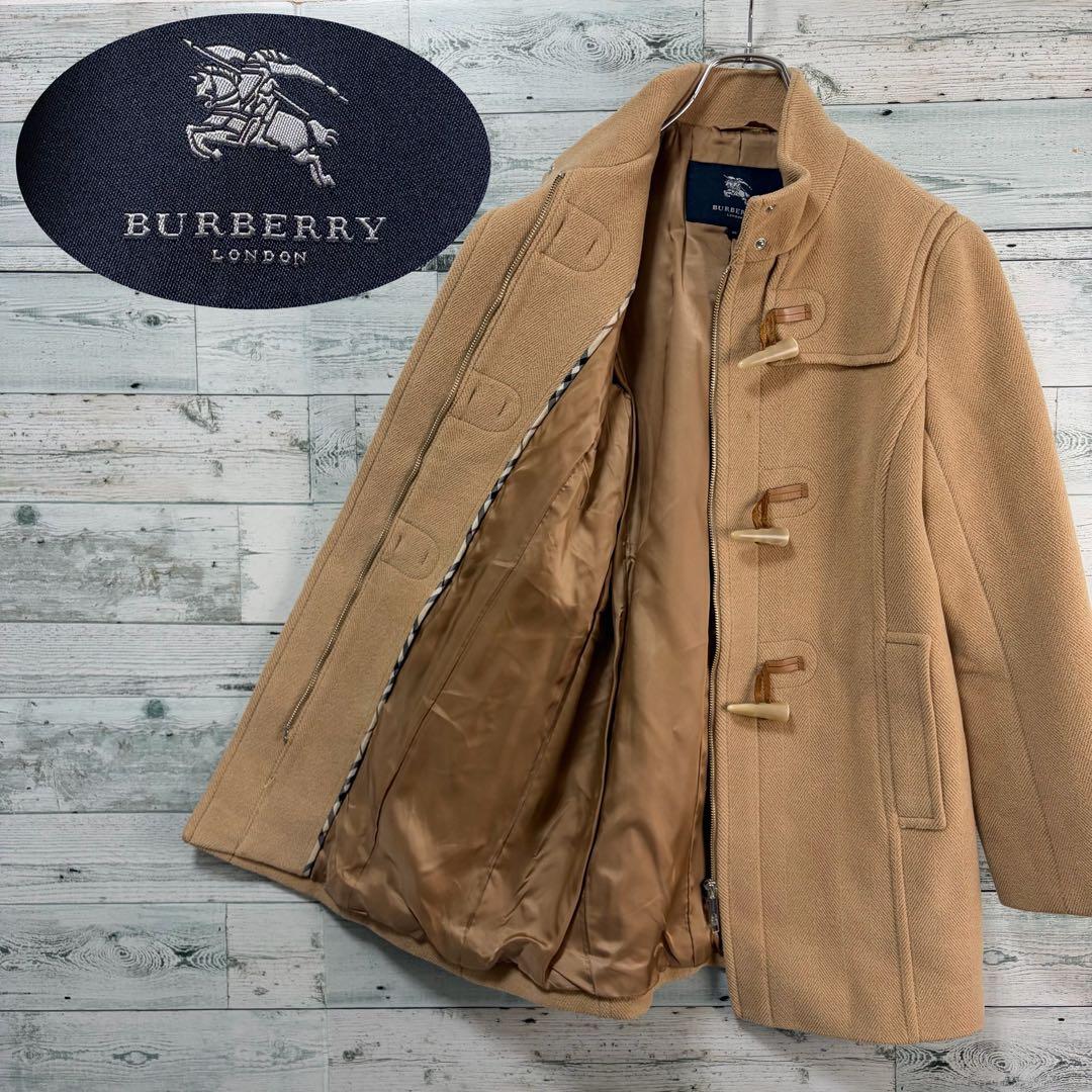 ☆美品☆バーバリーロンドン　スタンドカラーダッフルコート　ヘリンボーン　キャメル