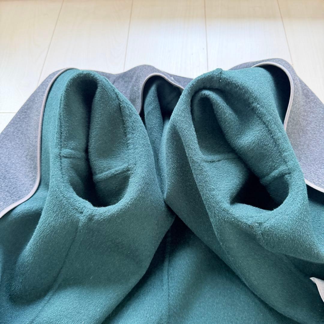 美品✨エンフォルド　ノーカラーリバーコート　バイカラー　グレー　深緑