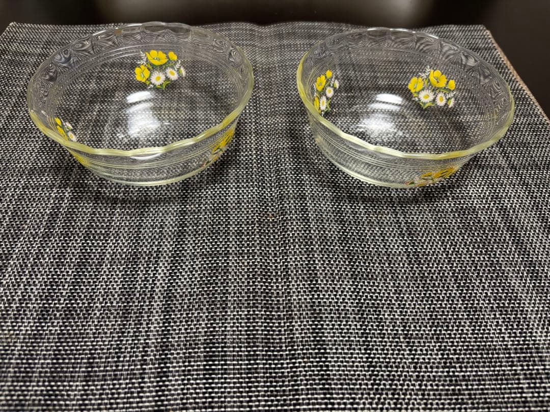 昭和レトロなパイレックス　花柄　耐熱ガラス皿　パイ皿等セット