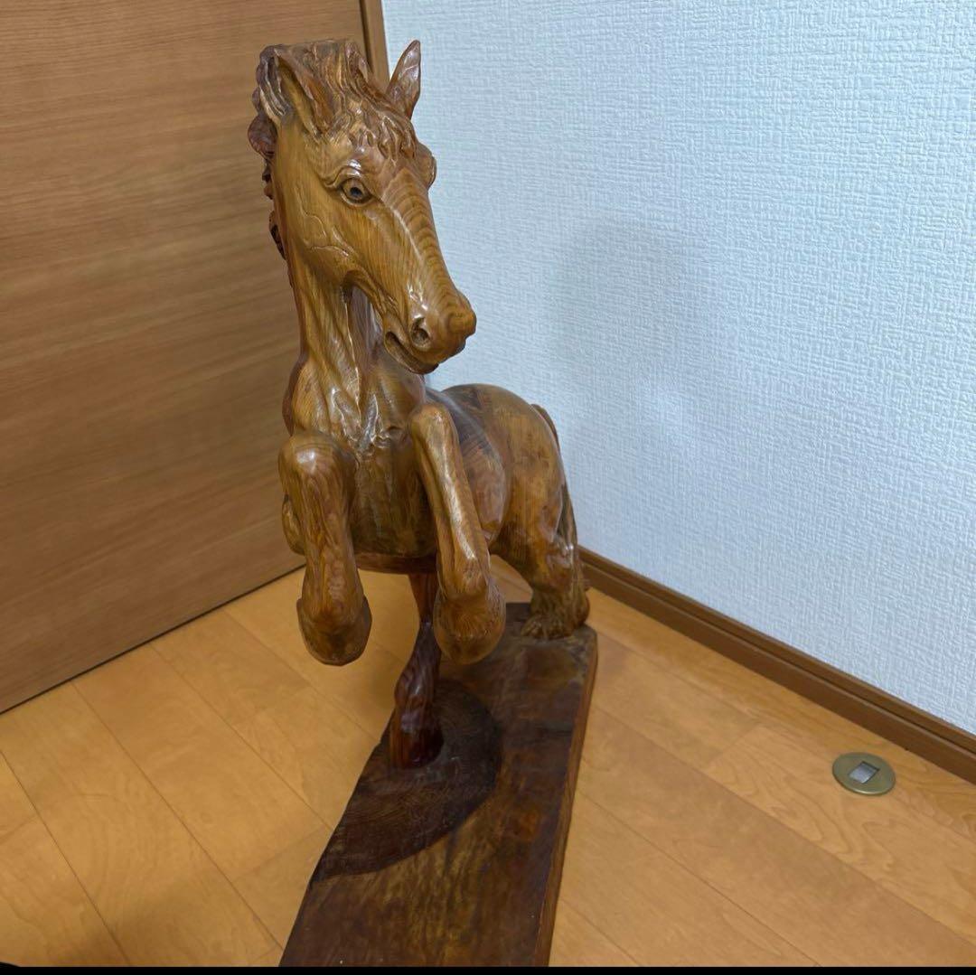 ★ 馬　置物　木　木製　木彫り　インテリア　オブジェ　豪華