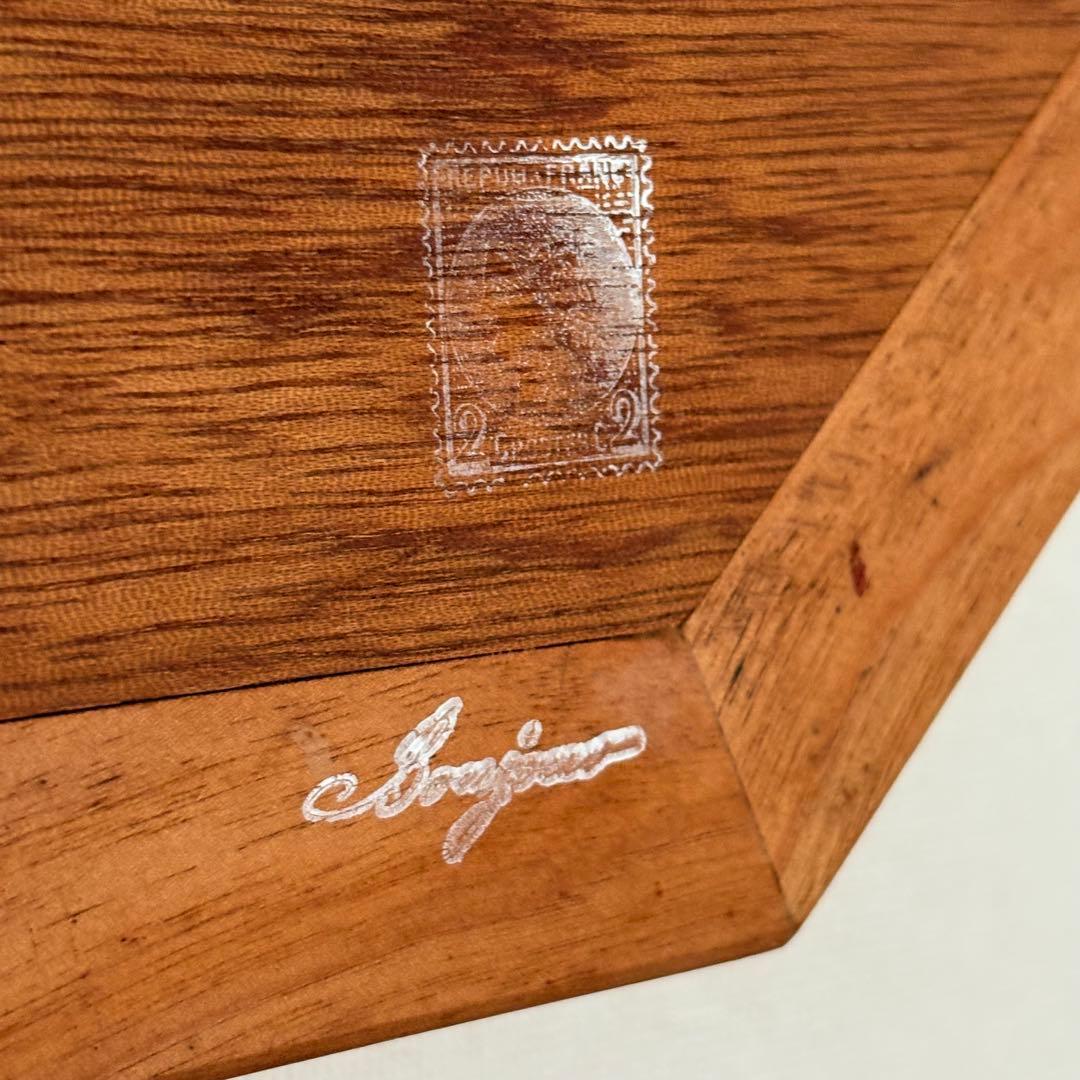 【 アンティーク 】八角形 木製ミラー 北欧インテリア 吊り下げミラー