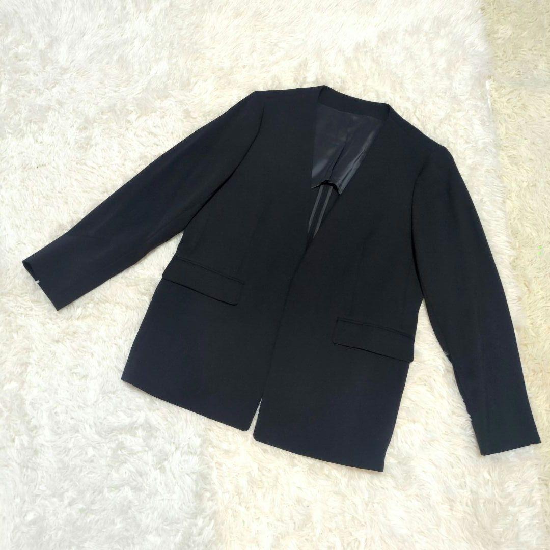 LES MUES Oggiコラボ ノーカラージャケット 　パンツスーツ　紺色