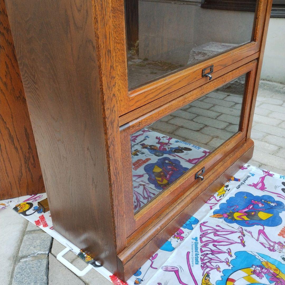 【希少】三越ブルージュ 4段フリーラック ガラスフラップ扉 キャビネット ①