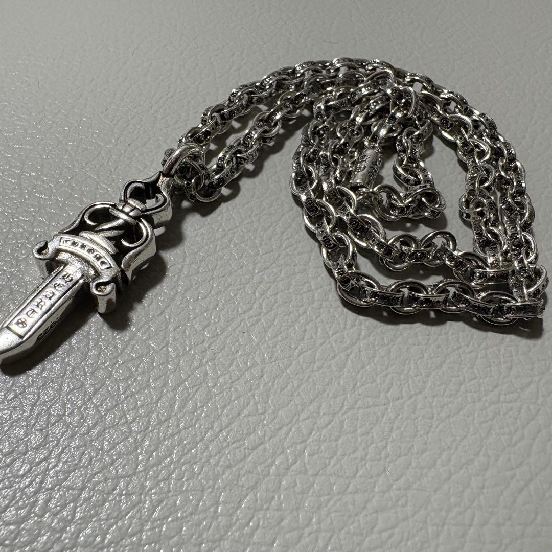 silver925 ダブル ダガー ペンダント ペーパーチェーン