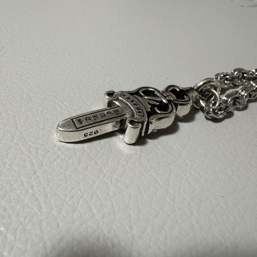 silver925 ダブル ダガー ペンダント ペーパーチェーン