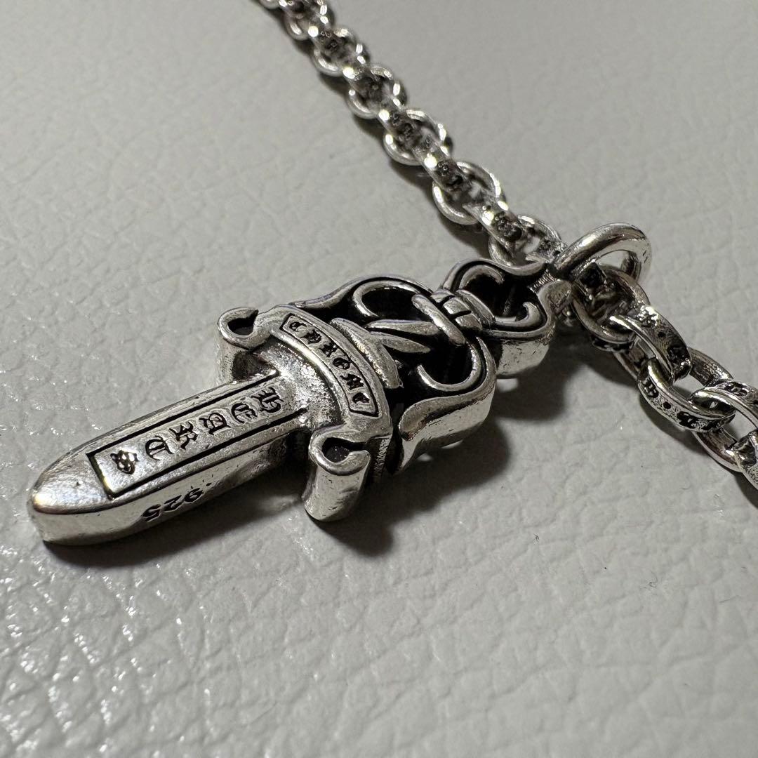 silver925 ダブル ダガー ペンダント ペーパーチェーン