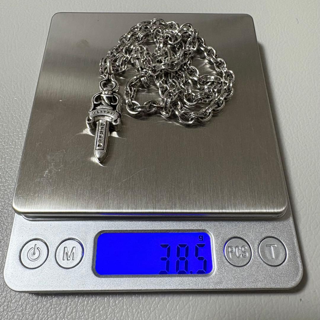 silver925 ダブル ダガー ペンダント ペーパーチェーン