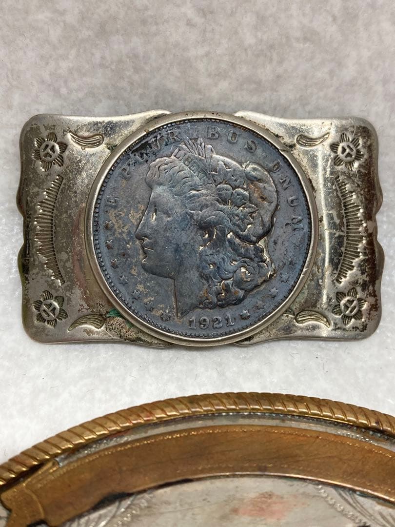 ビンテージ 1921年 モルガン・ダラー 銀製 Crumrine バックル