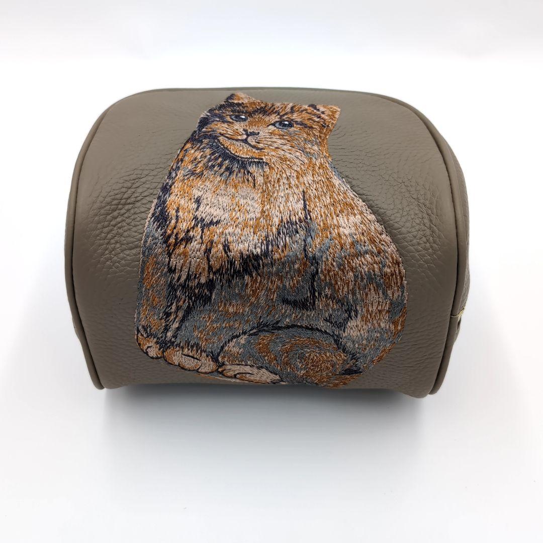 未使用級✨️ イアパピヨネ ねこ刺繍ボストンバッグ 猫刺繍 ミニボストン レザー