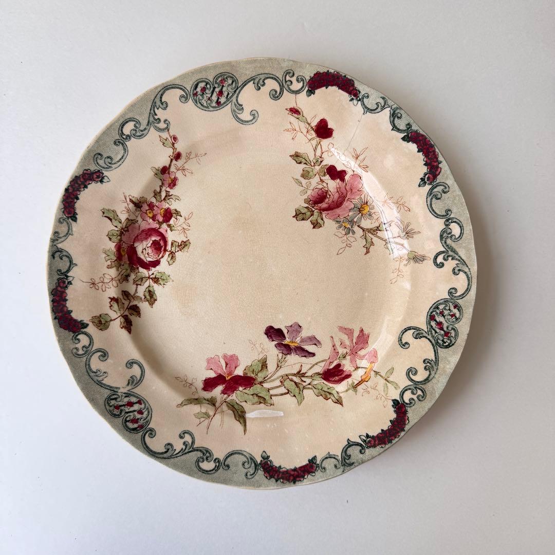 希少　フランスアンティーク　Choisy ショワジー　多色　デザート皿