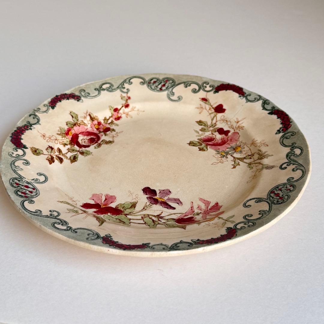 希少　フランスアンティーク　Choisy ショワジー　多色　デザート皿