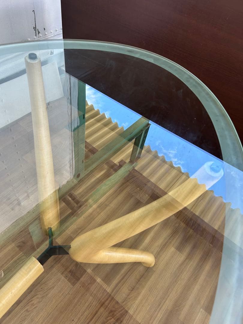 704 ガラス　ダイニングテーブル DENUO風　ACTUS風 ポラダ　楕円　a