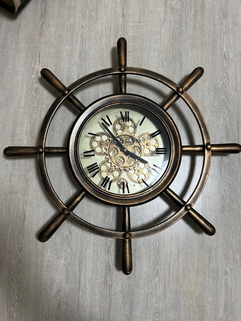 ヴィンテージ　アンティーク　壁掛け時計　船　舵　船舵　時計
