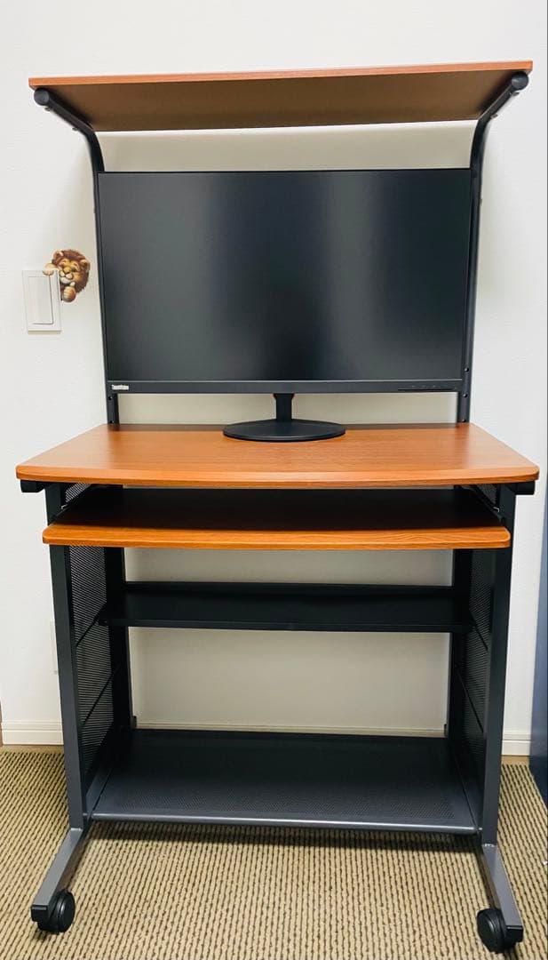 美品 パソコンデスク75cm幅 ワークデスク キーボードテーブル キャスター付き