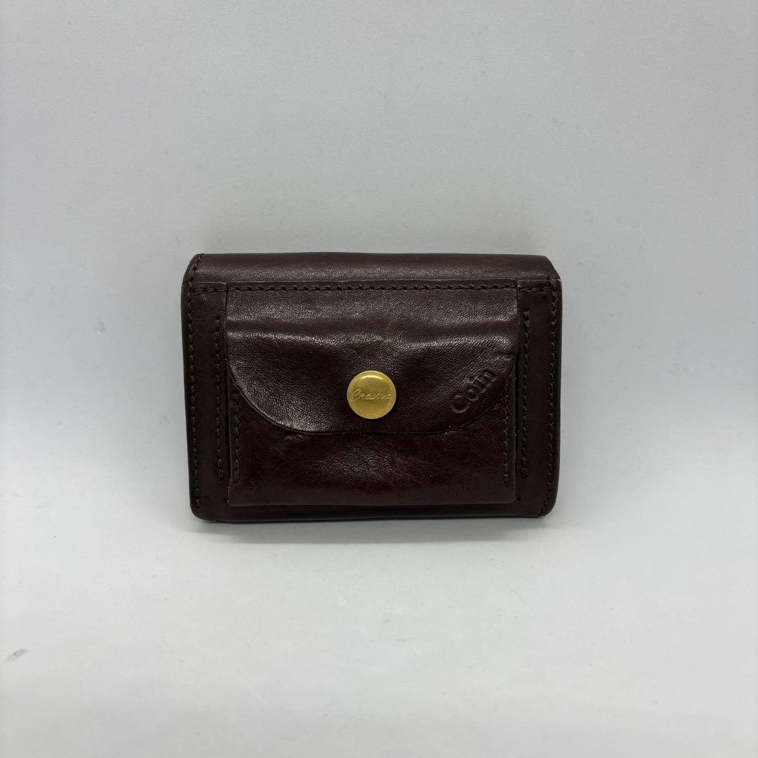 池之端銀革店　三つ折り財布　Cramp　クランプ　ダークブラウン　チョコ