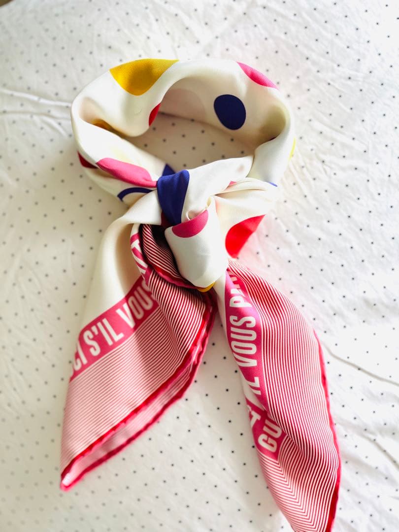 【GUCCI】グッチ ドット & ロゴデザイン シルク スカーフ