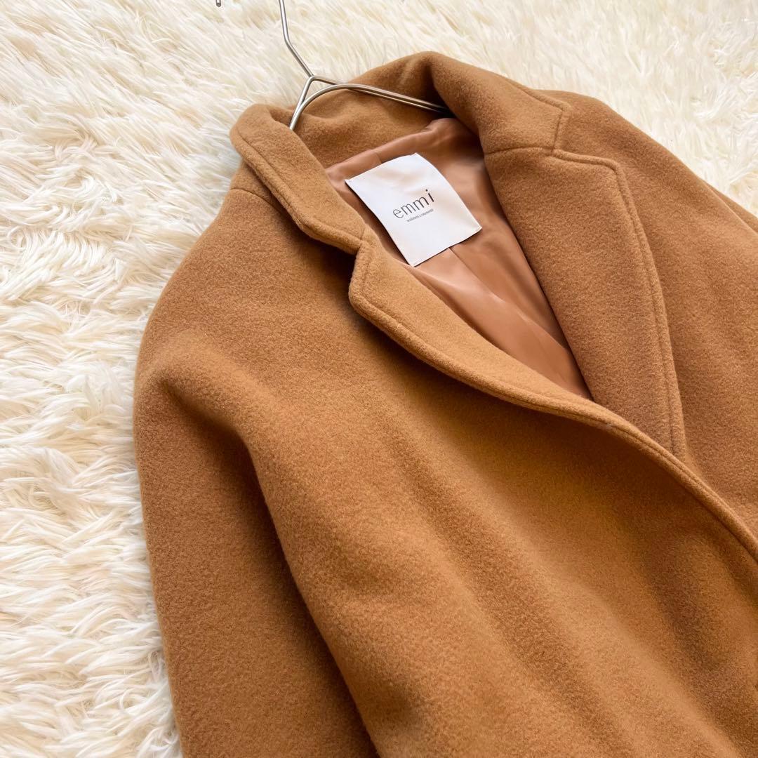 美品✨ emmi　エミ　リサイクルウールロングコート　キャメル