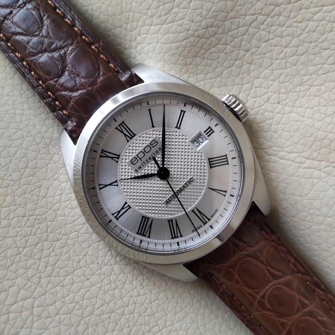 【ジャンク】EPOS オートマチック ・デイト　 ブラウンクロコレザー