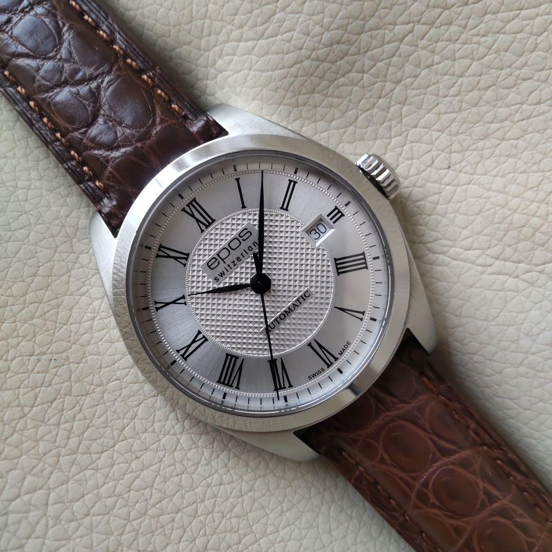 【ジャンク】EPOS オートマチック ・デイト　 ブラウンクロコレザー