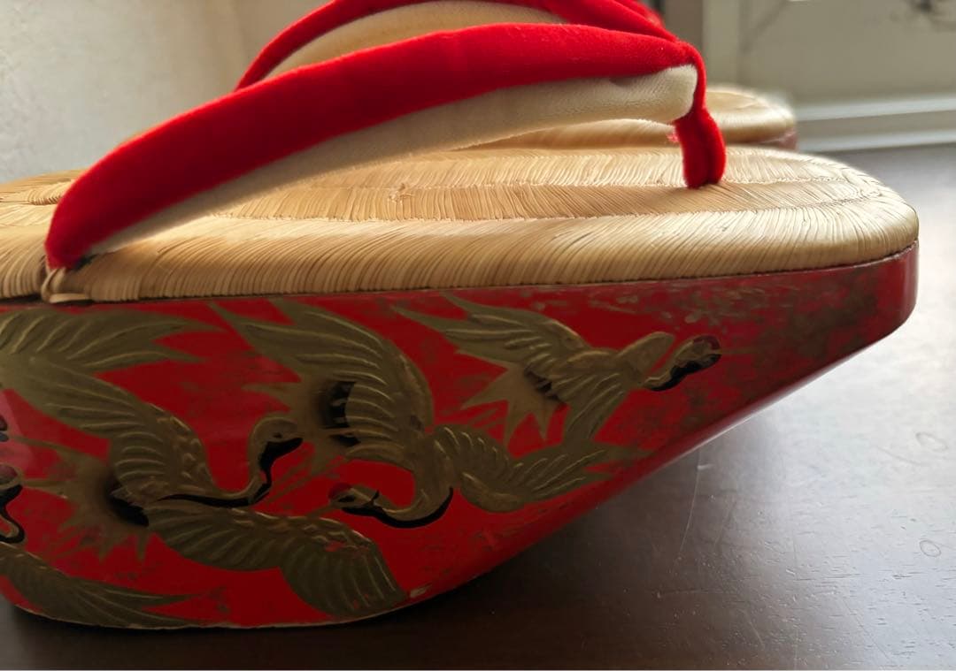 七五三おき宗こっぽりぽっくり昭和レトロ鈴畳下駄着物草履和装アンティーク鶴