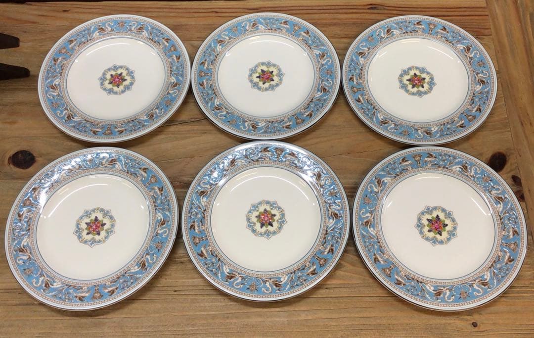 フロレンティーン ターコイズ オーバルプレート×1+22㎝プレート6枚セット