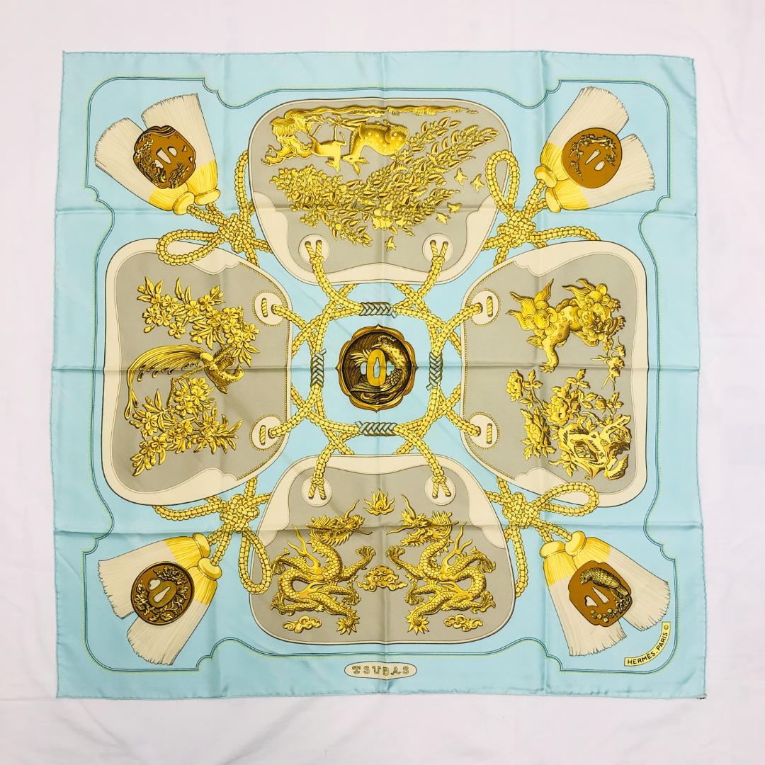 HERMES エルメス カレ90 鍔（つば） TSUBAS スカーフ タグあり