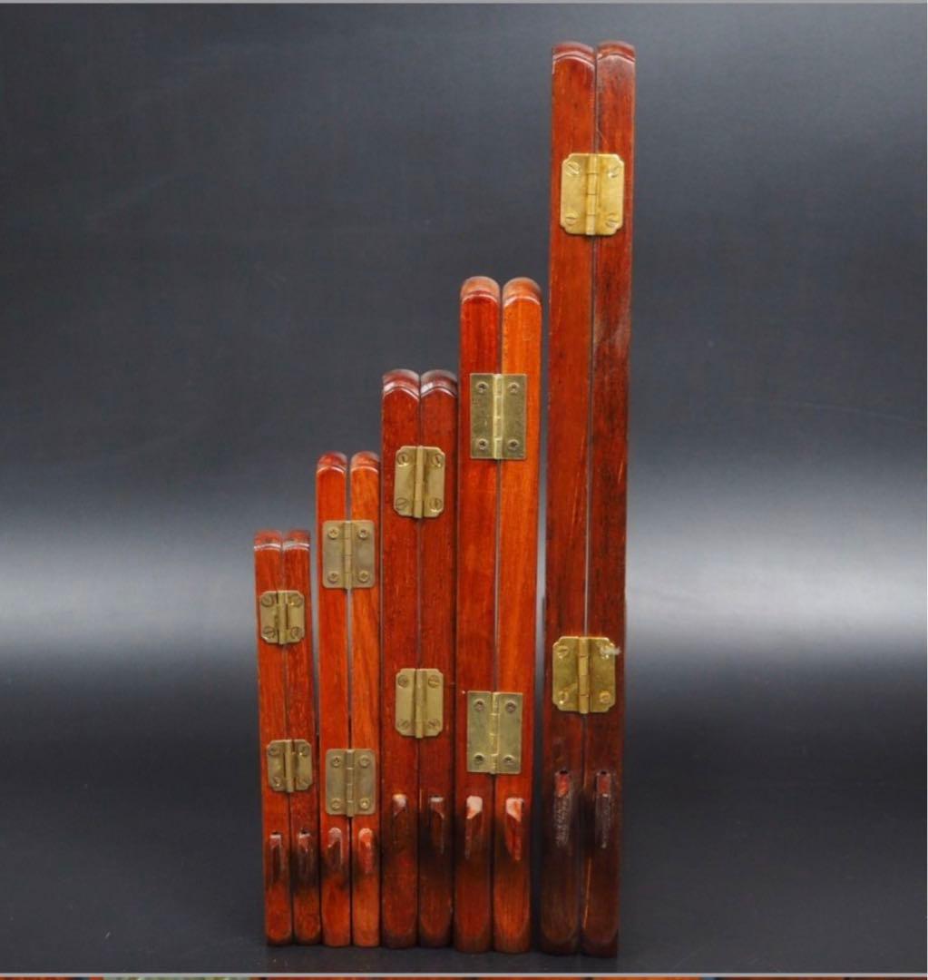 送料無料　唐木紅木皿立て5点　中国美術　長期保管未使用品①