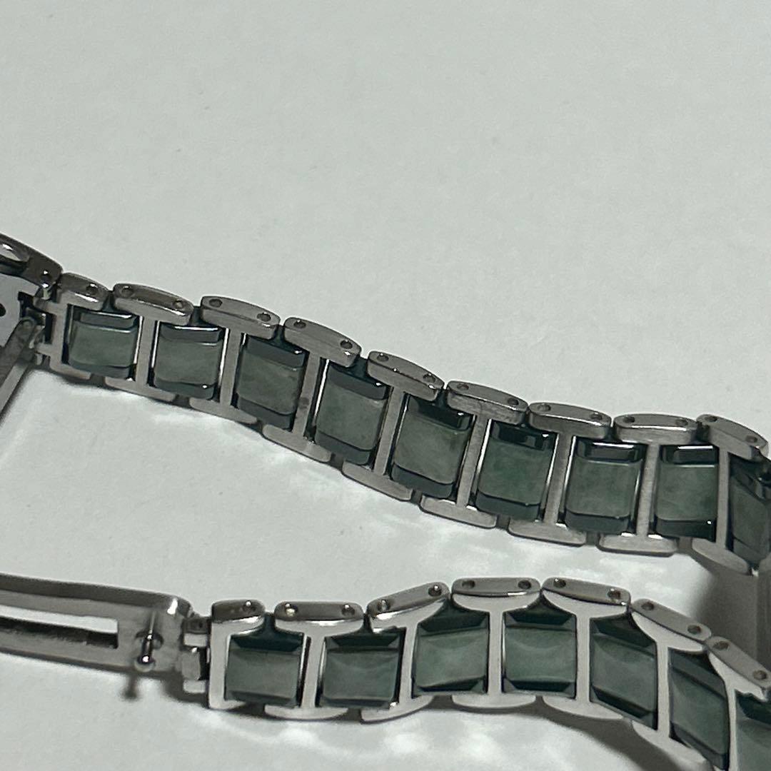 稼働 モンテキング Montre King 18KWG 翡翠 4Pダイヤ 腕時計