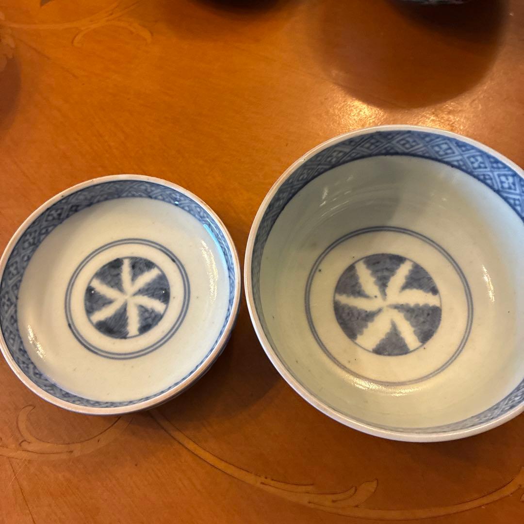 古伊万里　蓋付茶碗　4客