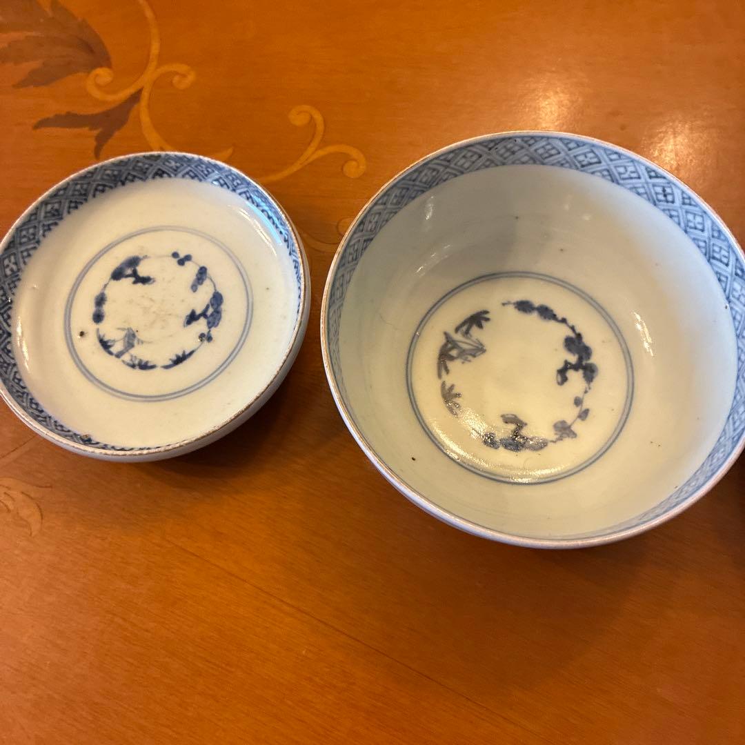 古伊万里　蓋付茶碗　4客