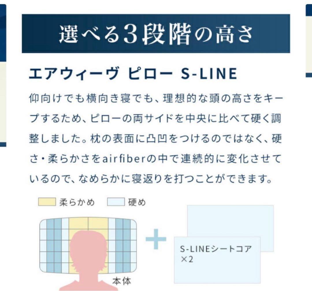 【美品】エアウィーヴ ピロー 最上位モデル S-LINEホワイト 収納バッグ付き