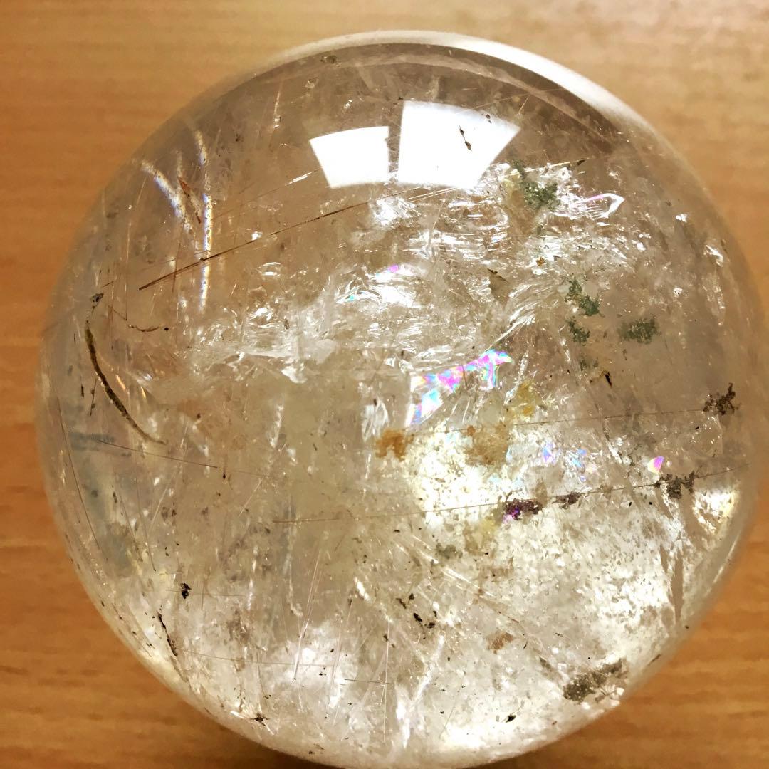 大きめルチルクォーツ丸玉　スフィア原石　天然針水晶　パワーストーン　置物