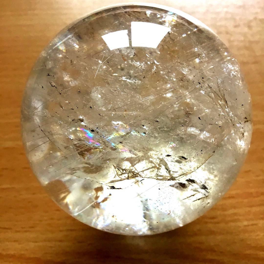 大きめルチルクォーツ丸玉　スフィア原石　天然針水晶　パワーストーン　置物