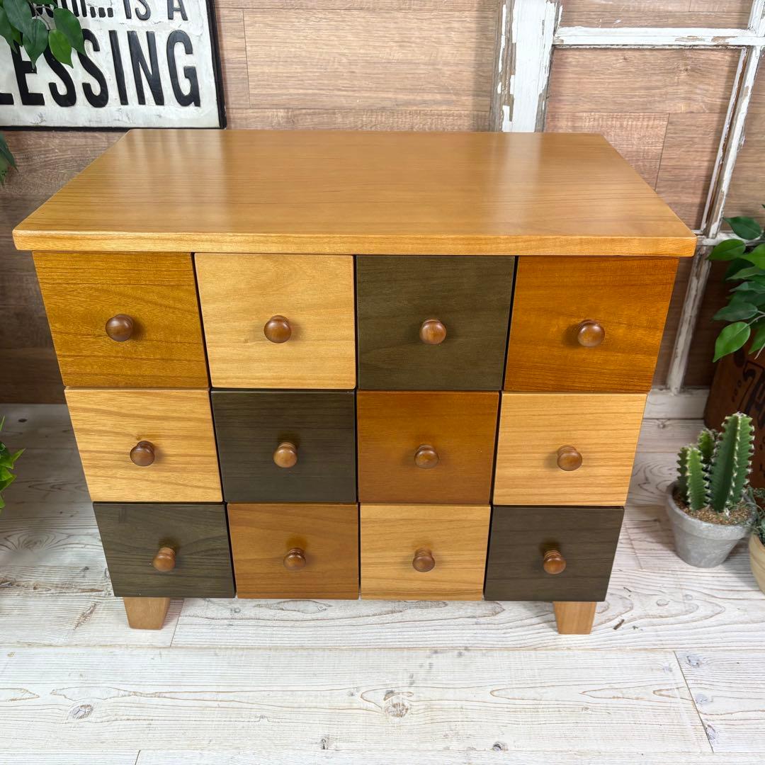 ナチュラルウッド多引き出しチェスト桐材無垢木製収納タンス箪笥洋チェスト