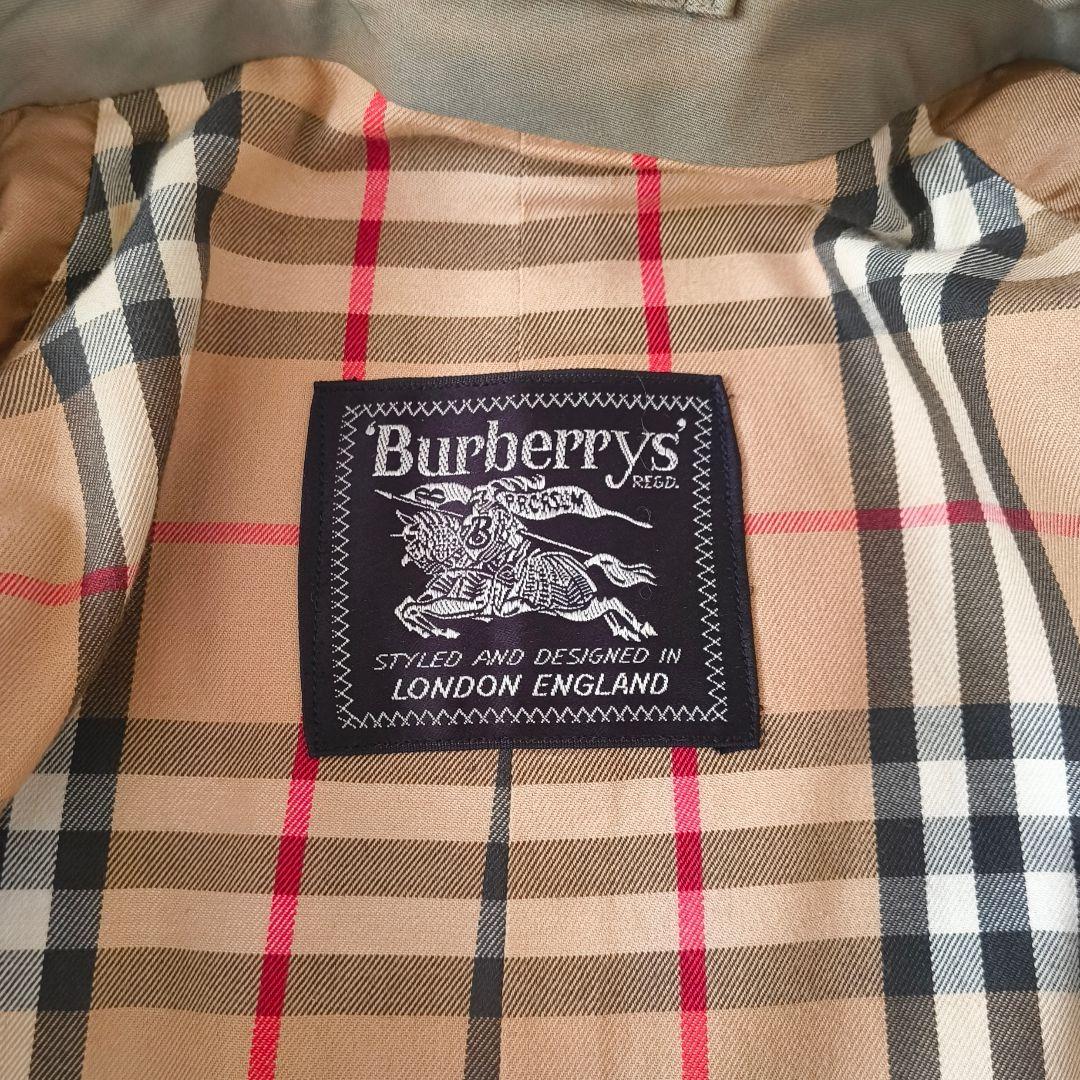 70年代バーバリー　トレンチコート　ダブル　玉虫色　ノバチェック　ベルト　S相当