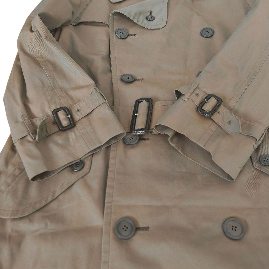 70年代バーバリー　トレンチコート　ダブル　玉虫色　ノバチェック　ベルト　S相当