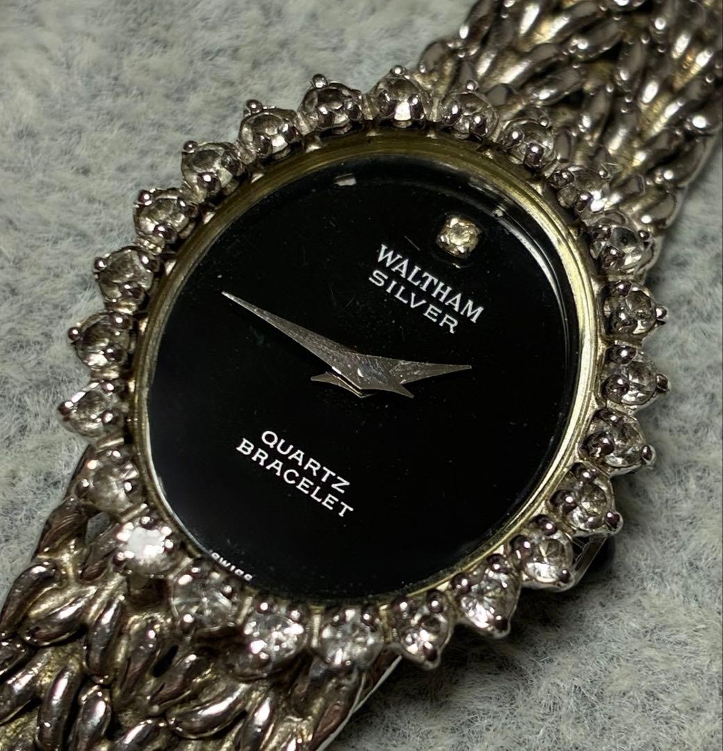 【週末値下】ウォルサム 1Pダイヤ　シルバー925 ヴィンテージ　ブラック