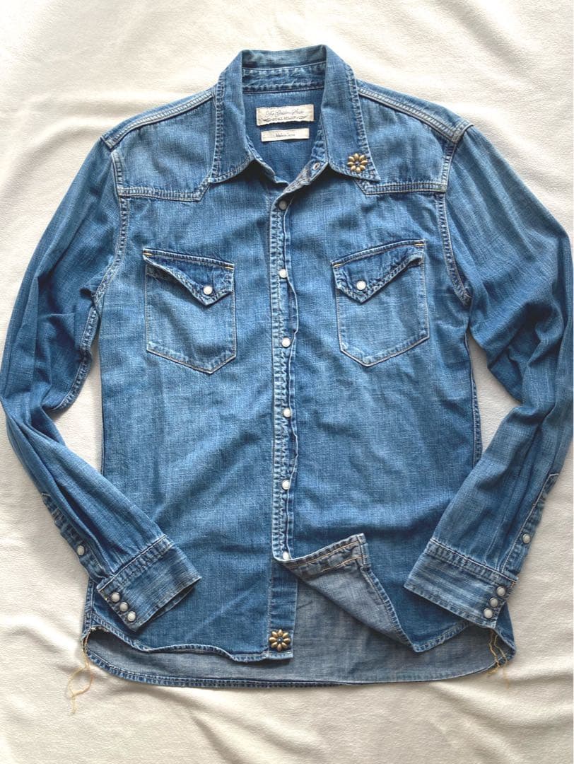 レミレリーフ　スタッズ　ヴィンテージ加工　デニム・ウエスタンシャツ　XL 美品
