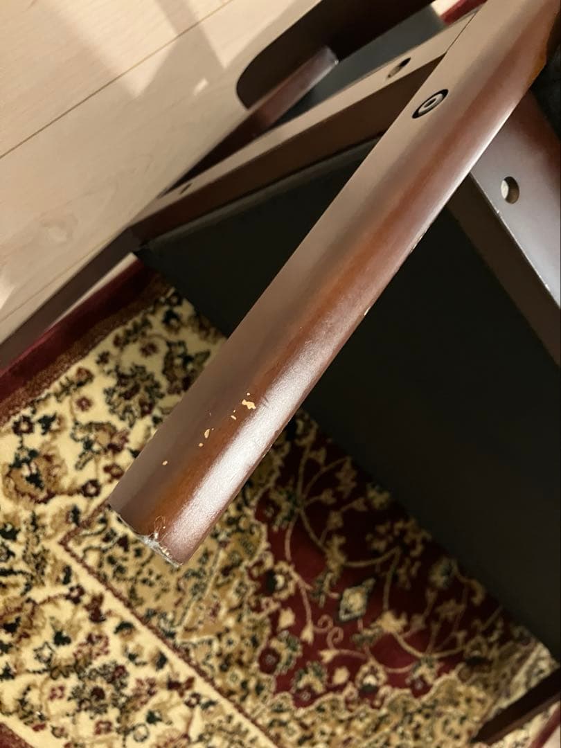 2人掛け　ソファ　黒　レザー調　ウッド。