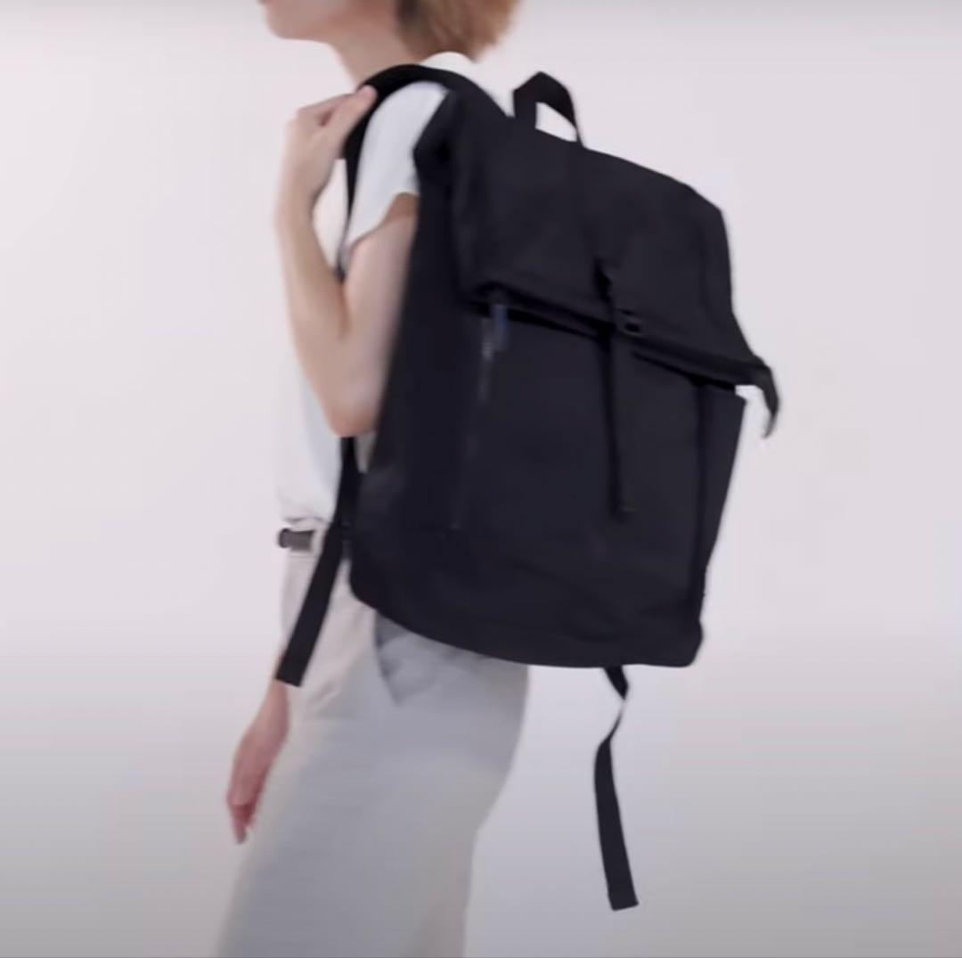 日乃本帆布　コンブ　フラップ型リュック／黒