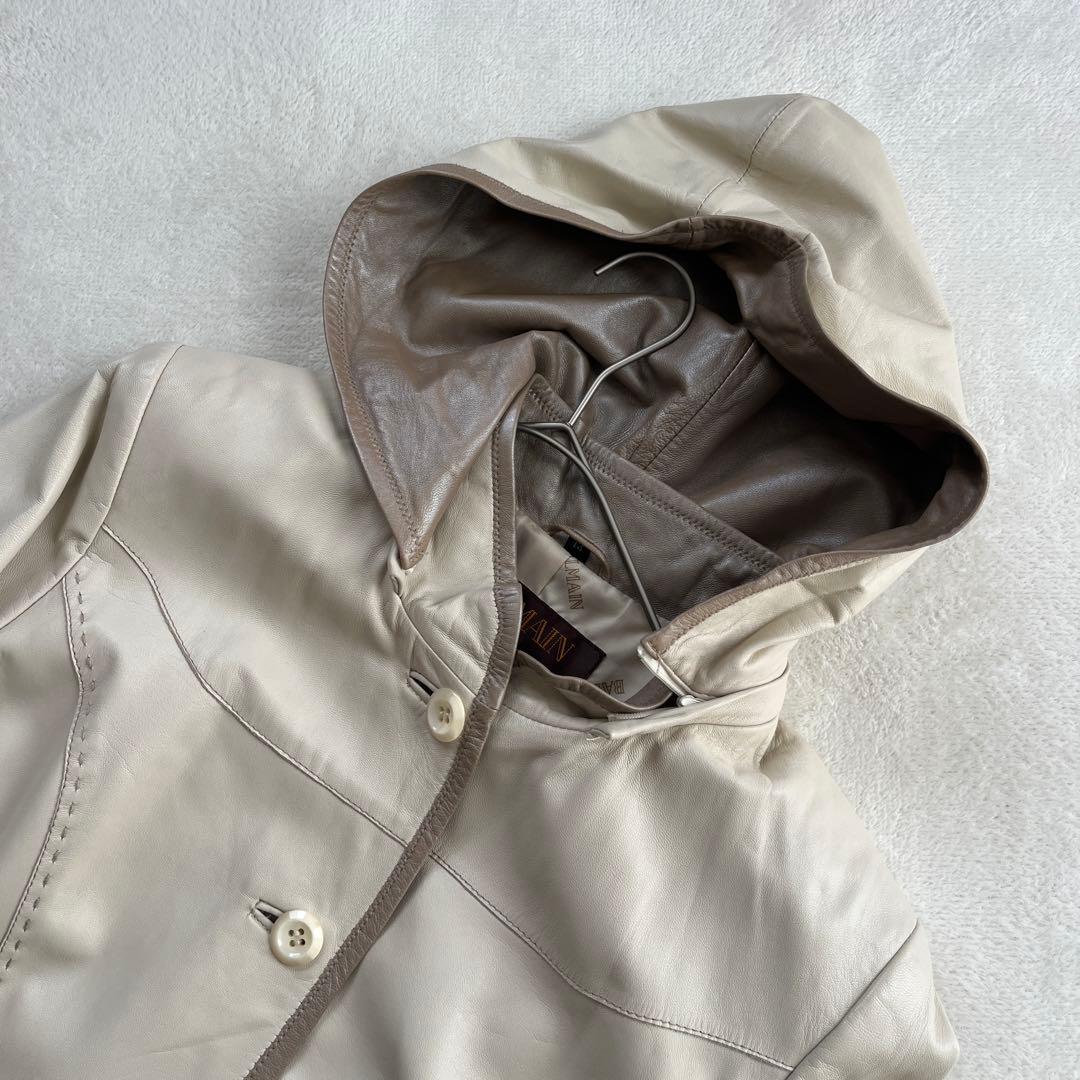 ★バルマン　パリス　2way レザーコート フーディ　ラムレザー