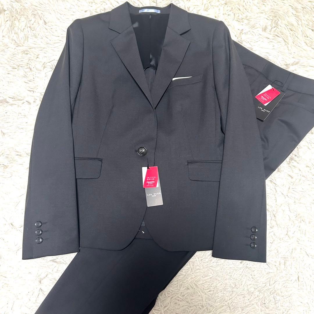 【未使用タグ付】洗えるキレイスーツ グレーピンドット セット 大きいサイズ3L